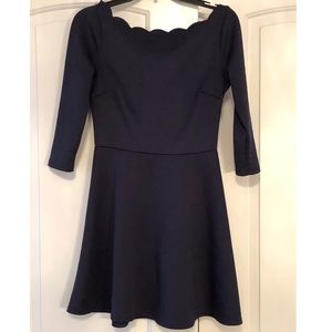 Scalloped top three quarter length sleeves dress